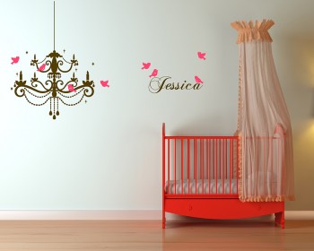 Chandelier with Customized Name  Birds Customized Name Vinyl Decal Chandelier with Customized Name  Birds Customized Name Vinyl Decal